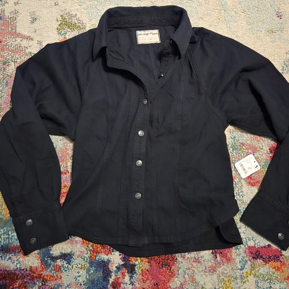 We The Free NWT Button Down Shirt Black Small